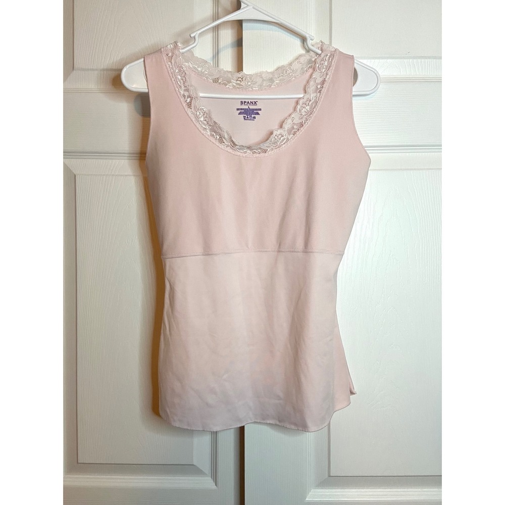 Spanx Lace Trim Shapewear Camisole Tank Top Pink Large RN112121
